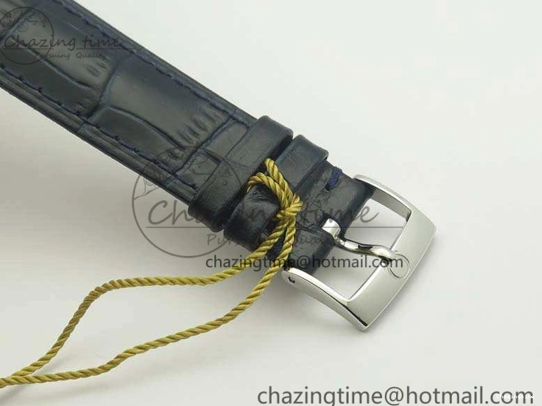 0218 Fashionable De Ville Prestige Real Power Reserve SS TW 1:1 Best Edition White Dial Blue Markers On Leather Strap A 8094